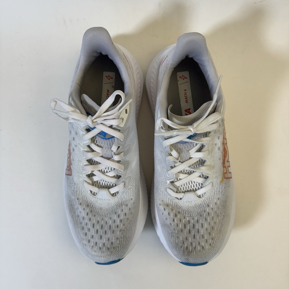 HOKA Mach 6 Women's Running Shoes White Coral Athletic Sneakers Size 8 B